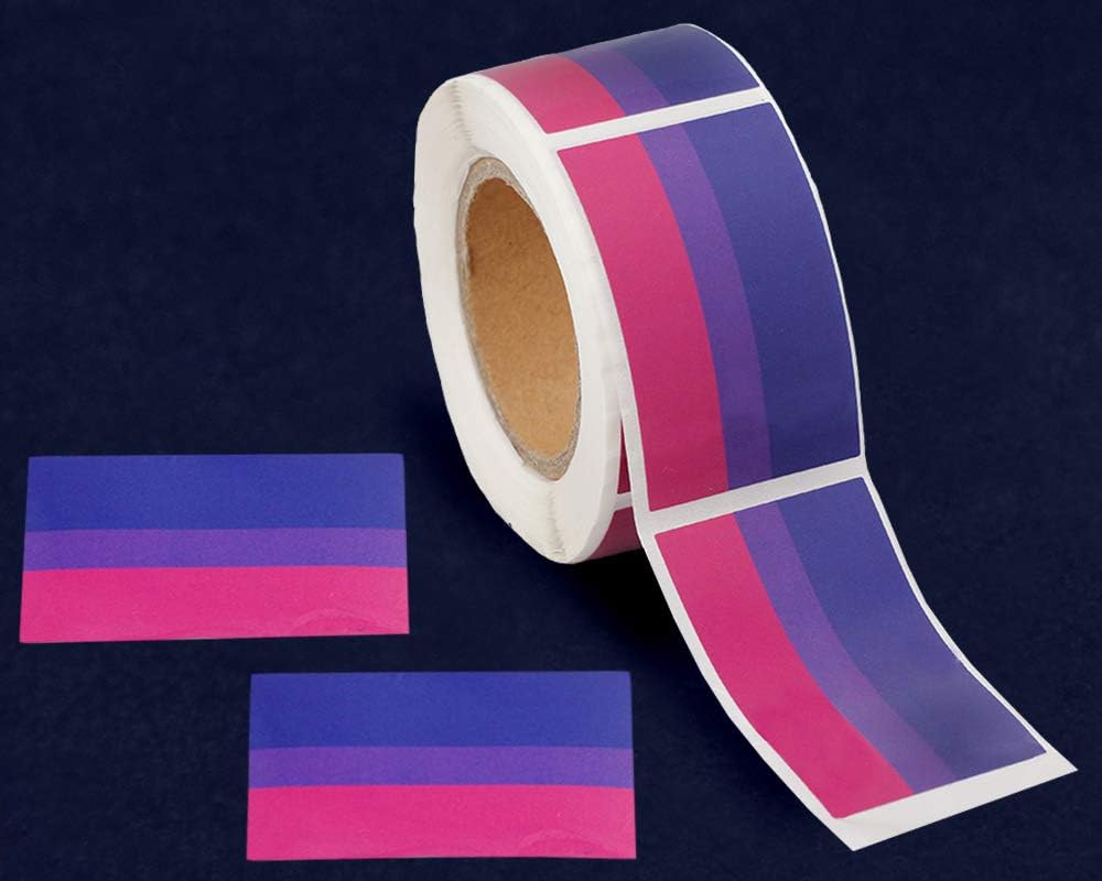 Fundraising For A Cause | 250 Bisexual Flag Stickers for Pride Month - Wholesale Bi-Pride Stickers on a Roll (1 Roll - 250 Stickers)