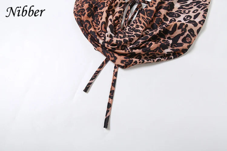 Nibber Halter Backless Tank Tops Women Sexy Hipster Swing Collar Leopard Print Summer Trend Lace-Up Chick Wild Streetwear Vest