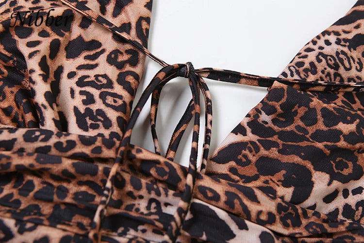 Nibber Halter Backless Tank Tops Women Sexy Hipster Swing Collar Leopard Print Summer Trend Lace-Up Chick Wild Streetwear Vest