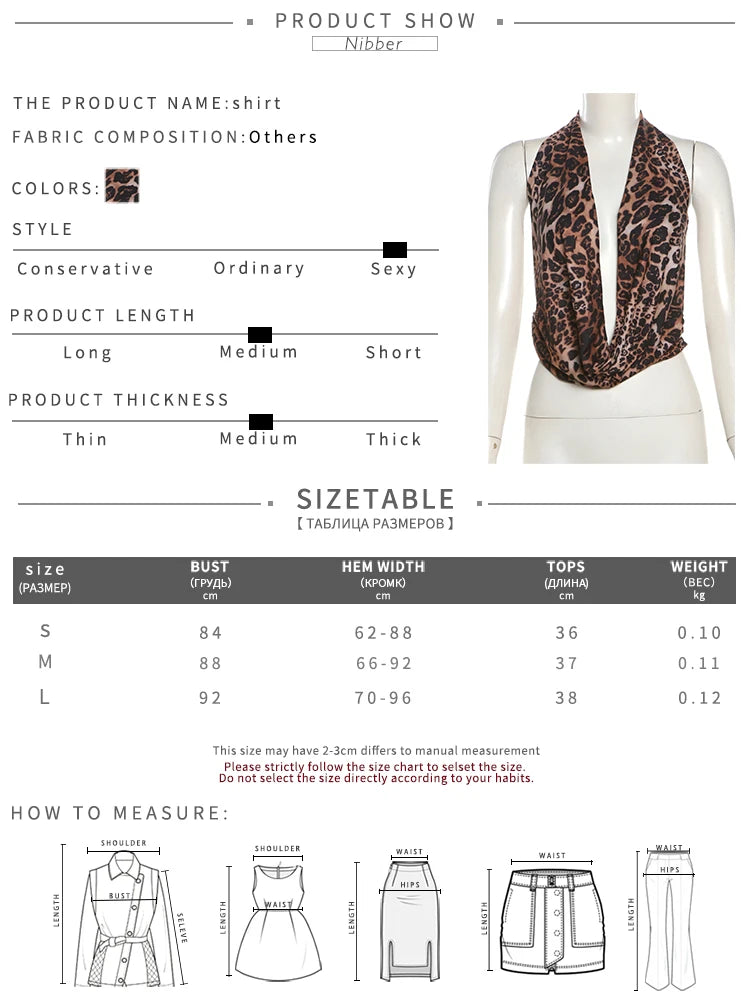 Nibber Halter Backless Tank Tops Women Sexy Hipster Swing Collar Leopard Print Summer Trend Lace-Up Chick Wild Streetwear Vest