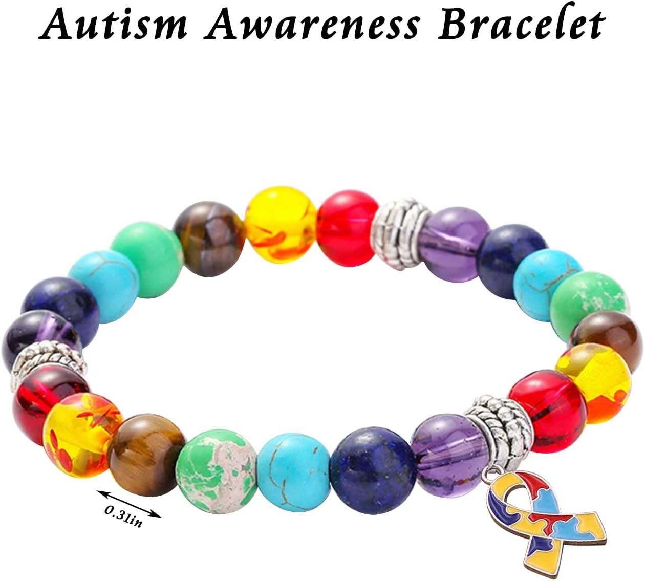 YANCHUN Autism Awareness Bracelet Inspirational Autism Support Accessories Autistic Shirt Stuff for Men Women Jewelry Meditation Gifts