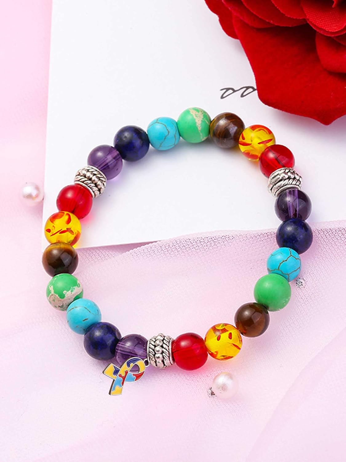 YANCHUN Autism Awareness Bracelet Inspirational Autism Support Accessories Autistic Shirt Stuff for Men Women Jewelry Meditation Gifts