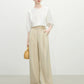 FSLE High Waist Straight Casual Pants For Women Summer 2025 New Arrival Nomadic Style Strappy Hemp Wide Leg Pants 25FS12282
