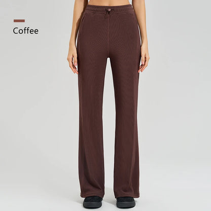 High-waisted trailing sports pants quick-drying wide-legged pants pink casual straight pants women outside thick yoga pants