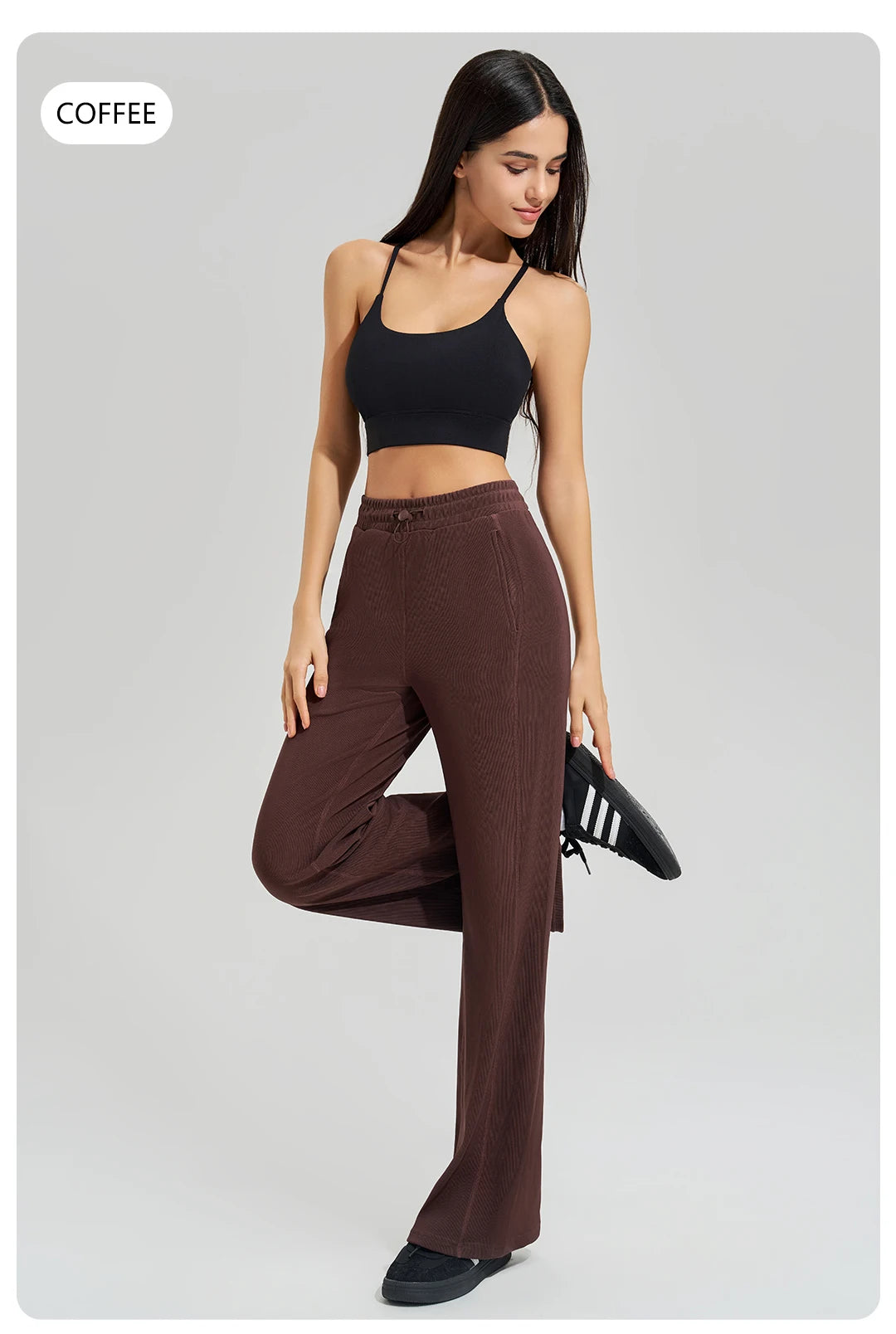 High-waisted trailing sports pants quick-drying wide-legged pants pink casual straight pants women outside thick yoga pants