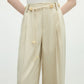 FSLE High Waist Straight Casual Pants For Women Summer 2025 New Arrival Nomadic Style Strappy Hemp Wide Leg Pants 25FS12282