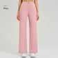 High-waisted trailing sports pants quick-drying wide-legged pants pink casual straight pants women outside thick yoga pants