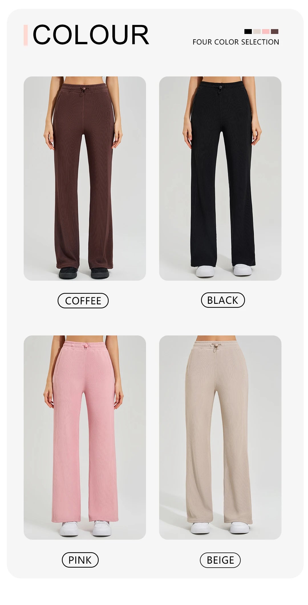 High-waisted trailing sports pants quick-drying wide-legged pants pink casual straight pants women outside thick yoga pants