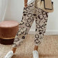 2024 Women Spring Summer Cropped Pants Elastic Waist Drawstring Retro Thin Flower Print Fashion Loose Stripe Pocket Pants